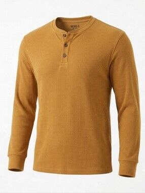 Forever 21 Ribbed Knit Henley Shirt Brown Size Small 90s Y2K Grunge Skater Warm